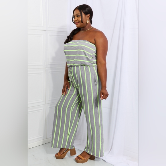 Sew In Love Pop Of Color Full Size Sleeveless Striped Jumpsuit - Picture 6 of 9